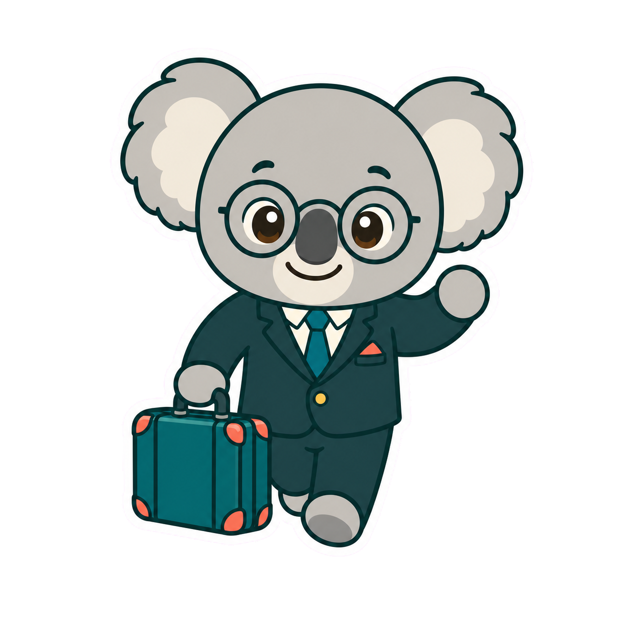 Ollie the Koala setting out with a suitcase